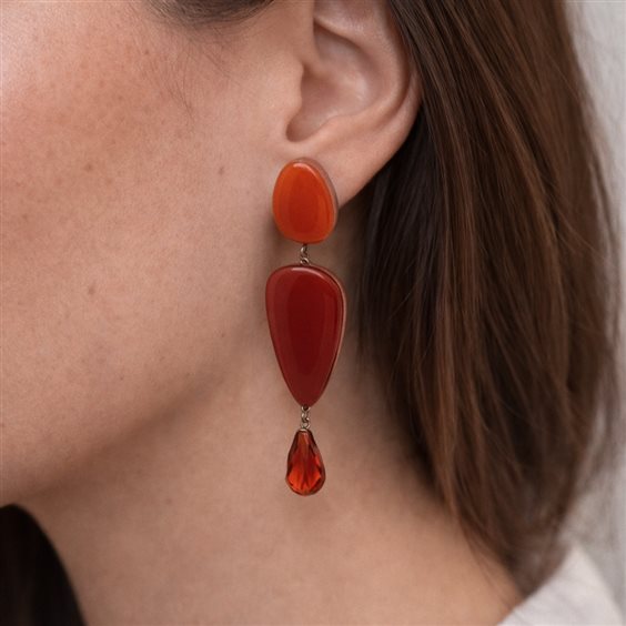 Orecchini Rosso Prezioso Donna in Legno ER-0659 - ER-0659